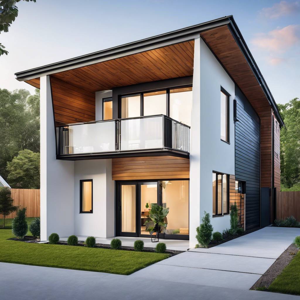 Modern two-story house with sleek design and minimalistic landscaping.