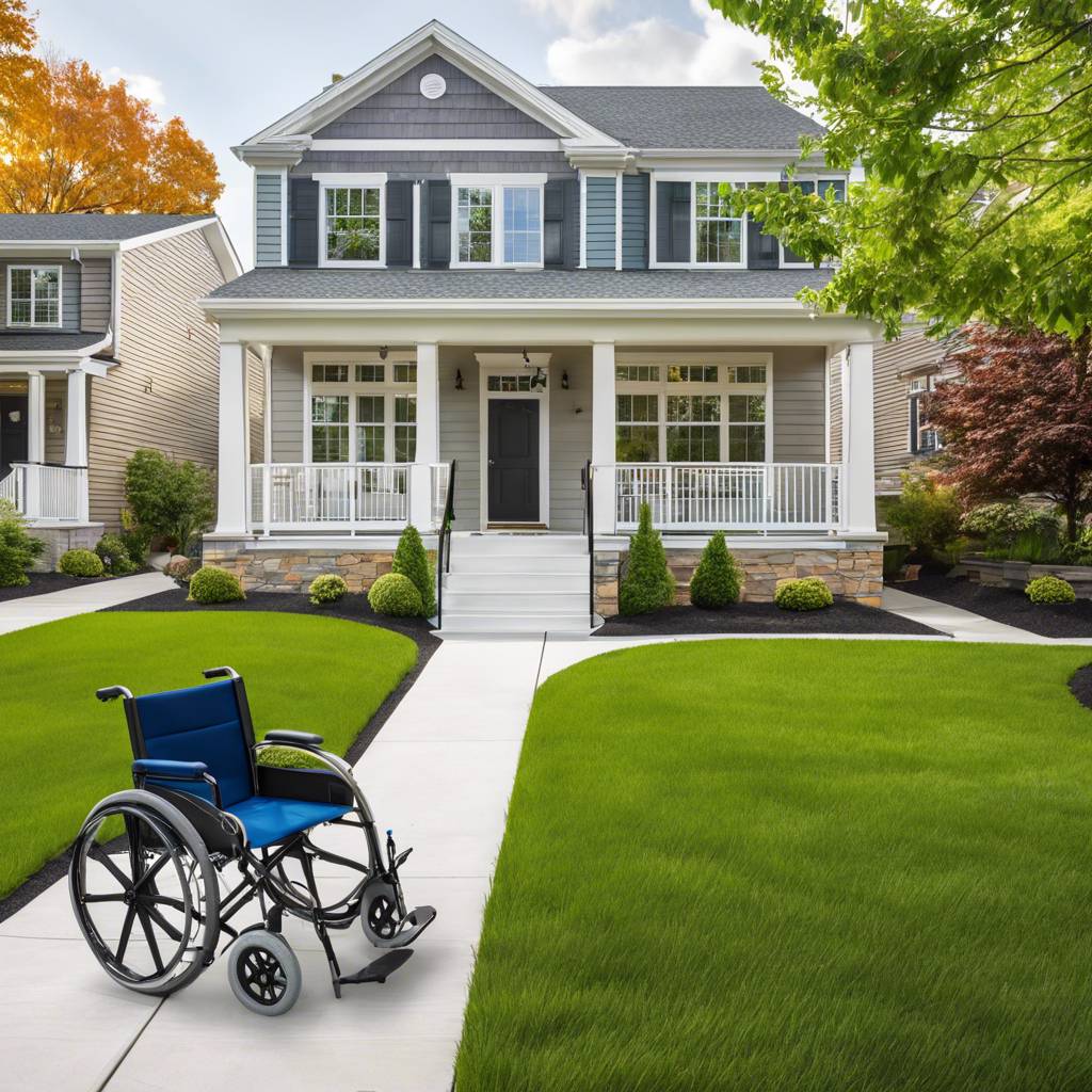 Suburban house with wheelchair in front yard, NDIS housing investment opportunity.