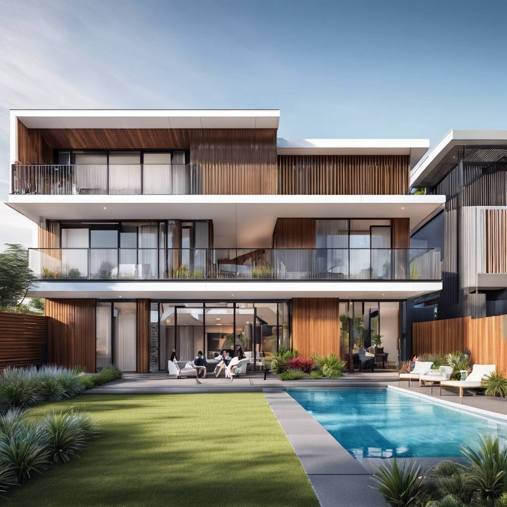 Modern multi-story Australian home with pool, spacious balconies, and contemporary design.