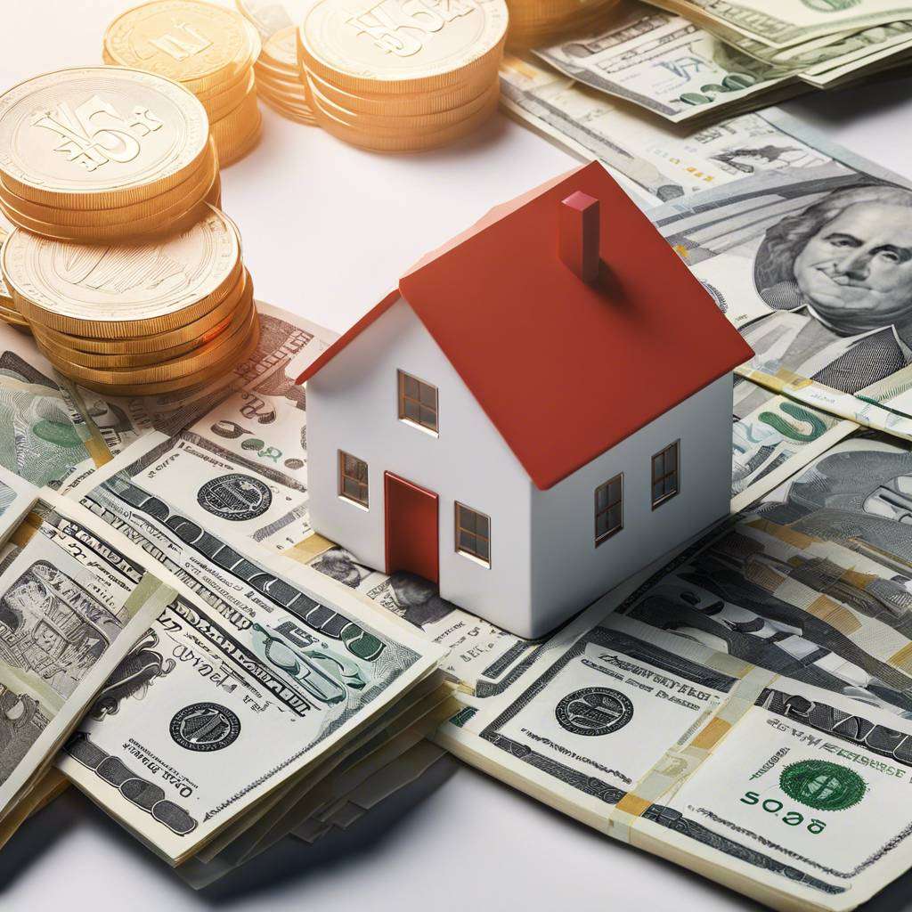 House model on US currency, representing real estate investment and financial prosperity.