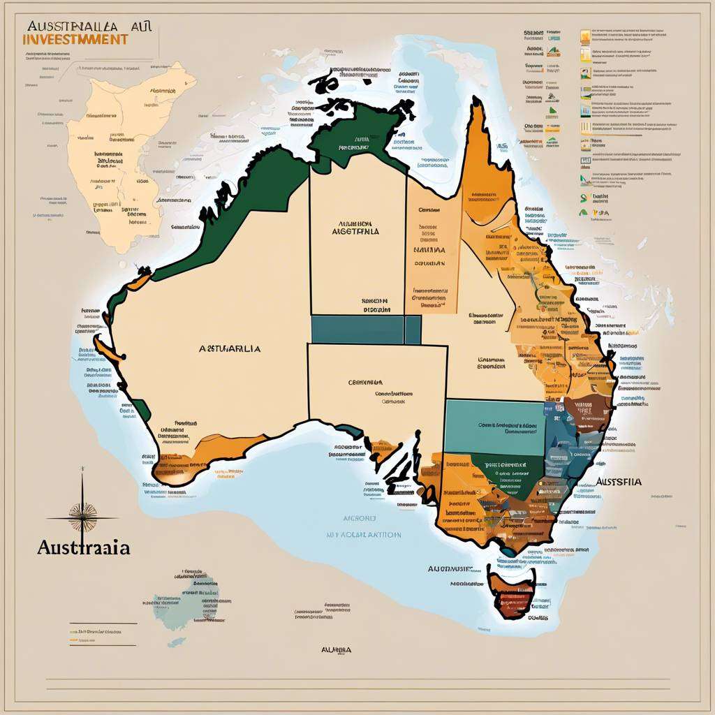 Political map of Australia highlighting states, territories, and major geographical features.