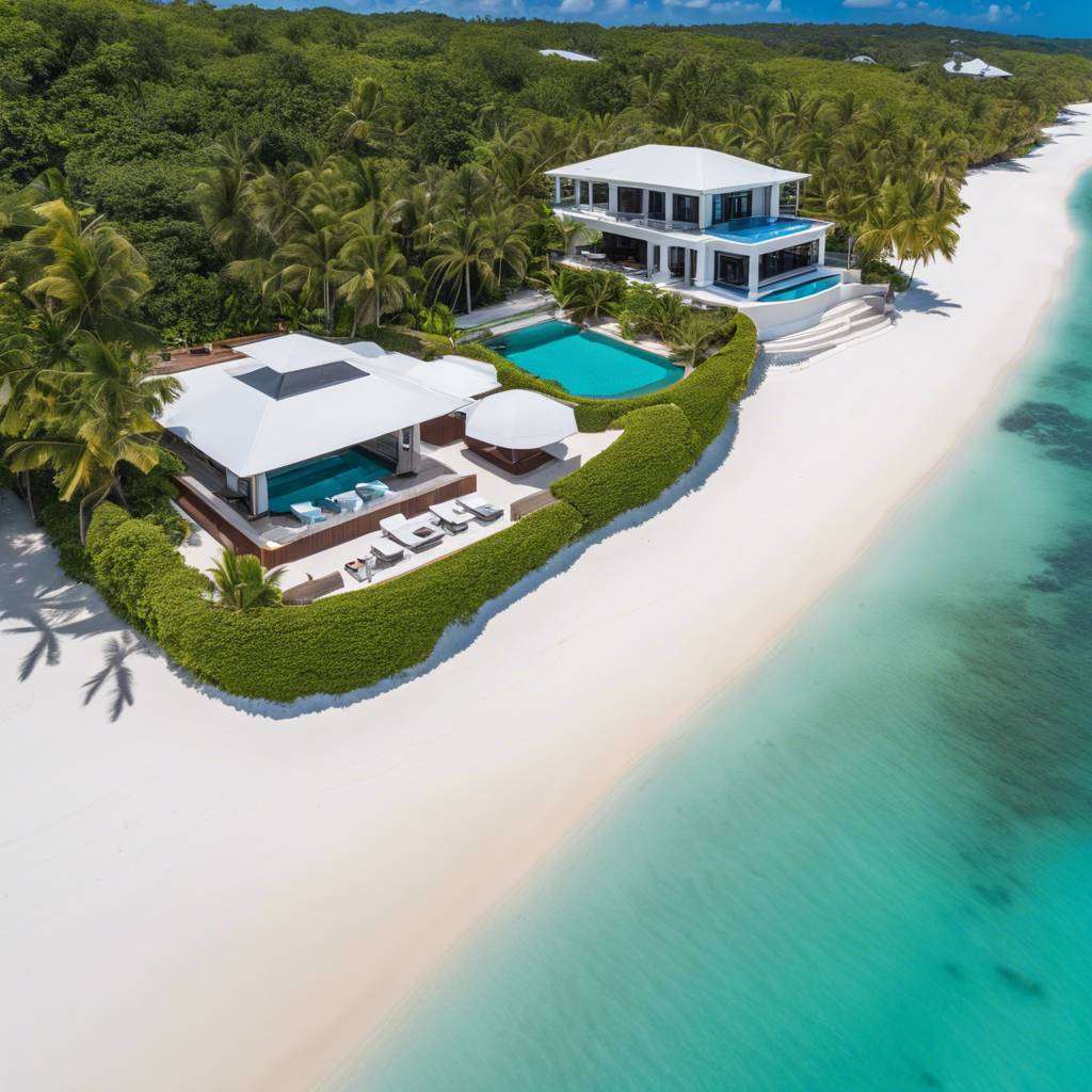 Luxurious beachfront villas with infinity pool, private beach, and lush tropical surroundings.