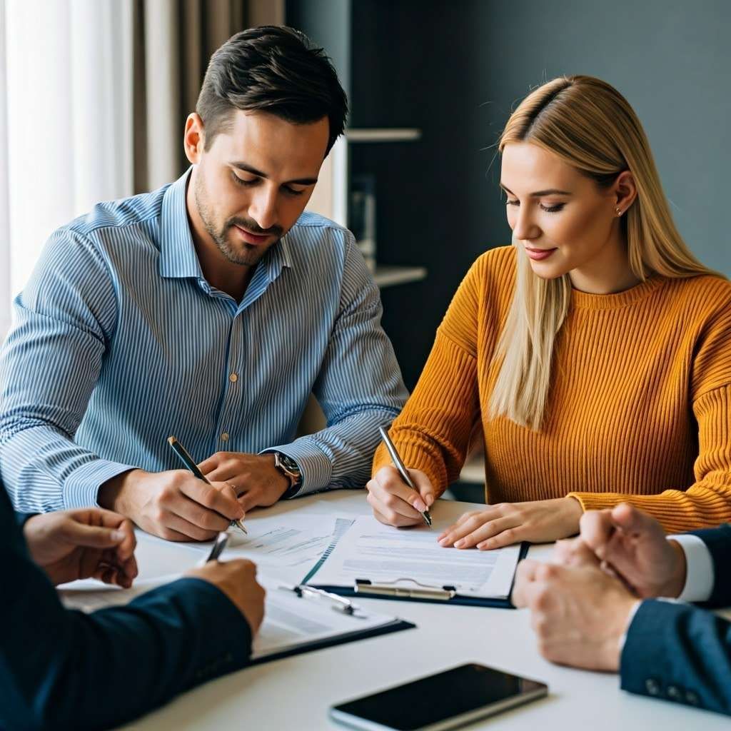 Professional meeting with collaboration, note-taking, and focused teamwork in a well-lit office.