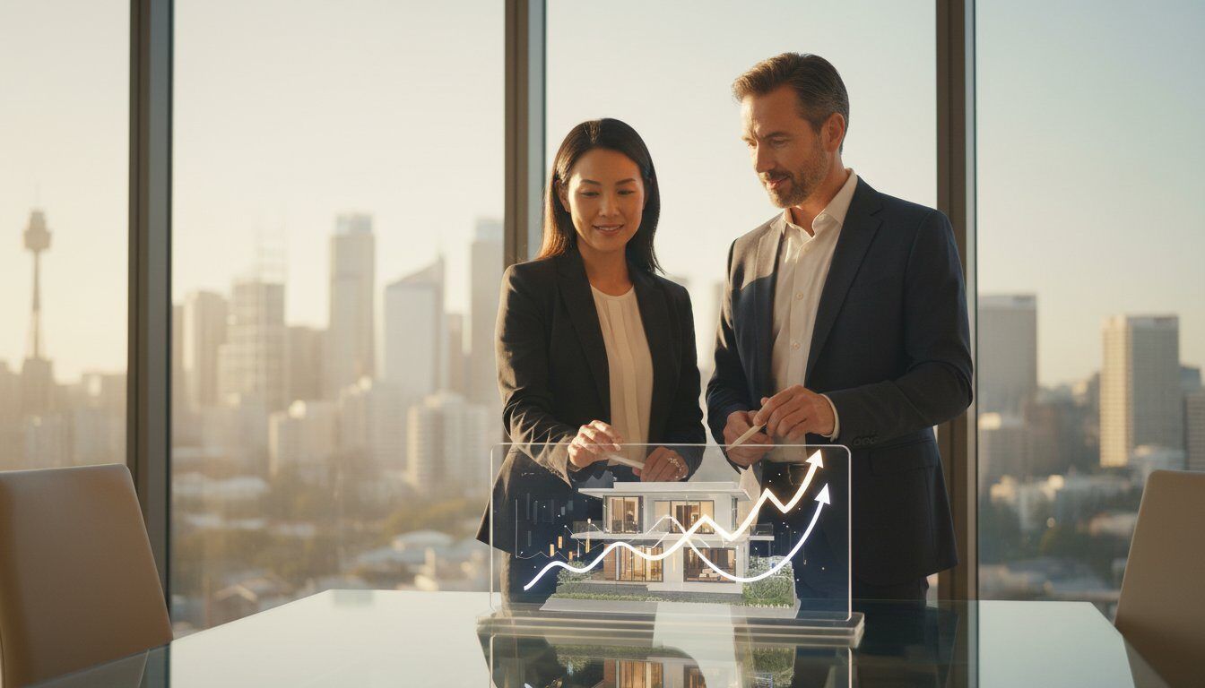 SMSF property loan guide: advisers review house investment finance trends on digital screen.