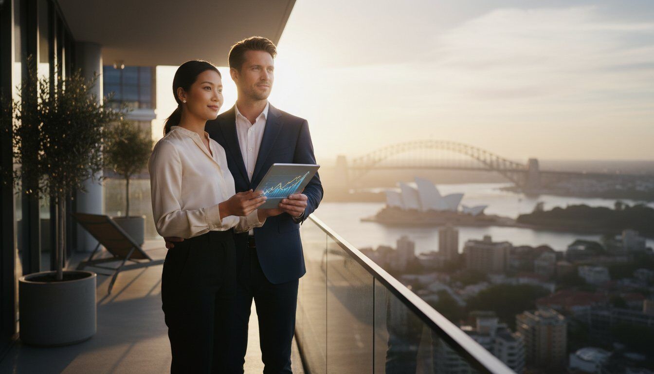 Successful SMSF property investing strategy review on a Sydney high-rise balcony.