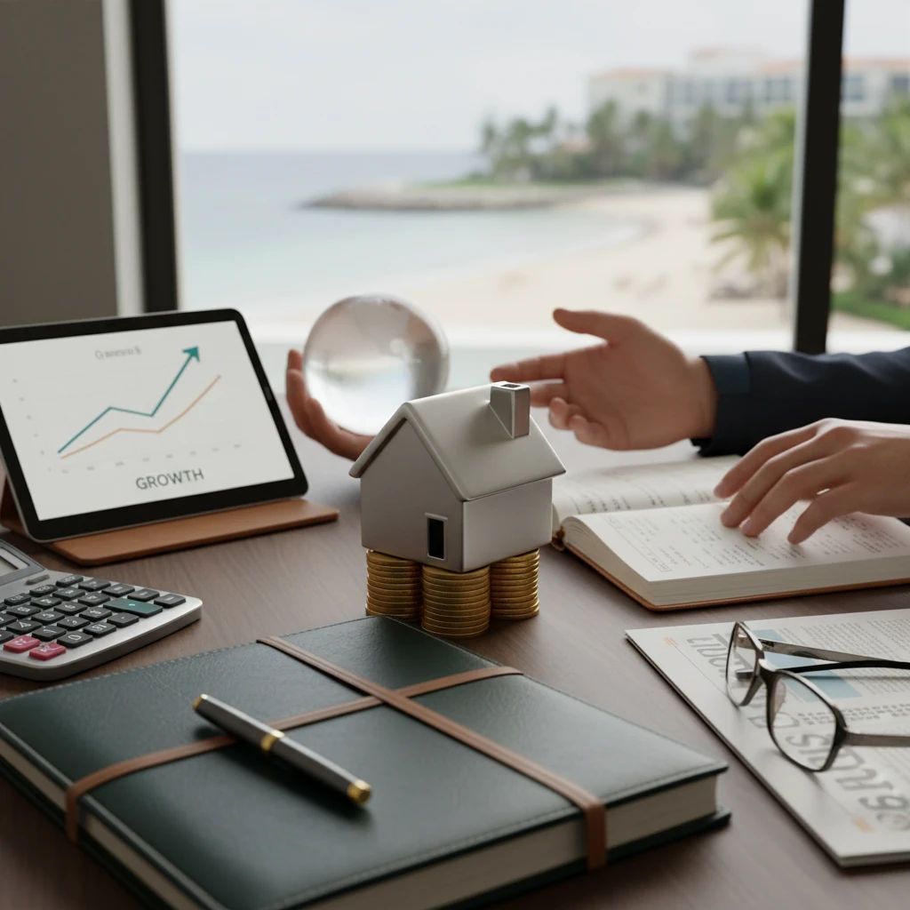 Business planning with real estate, financial analysis, and growth strategies by the beach.
