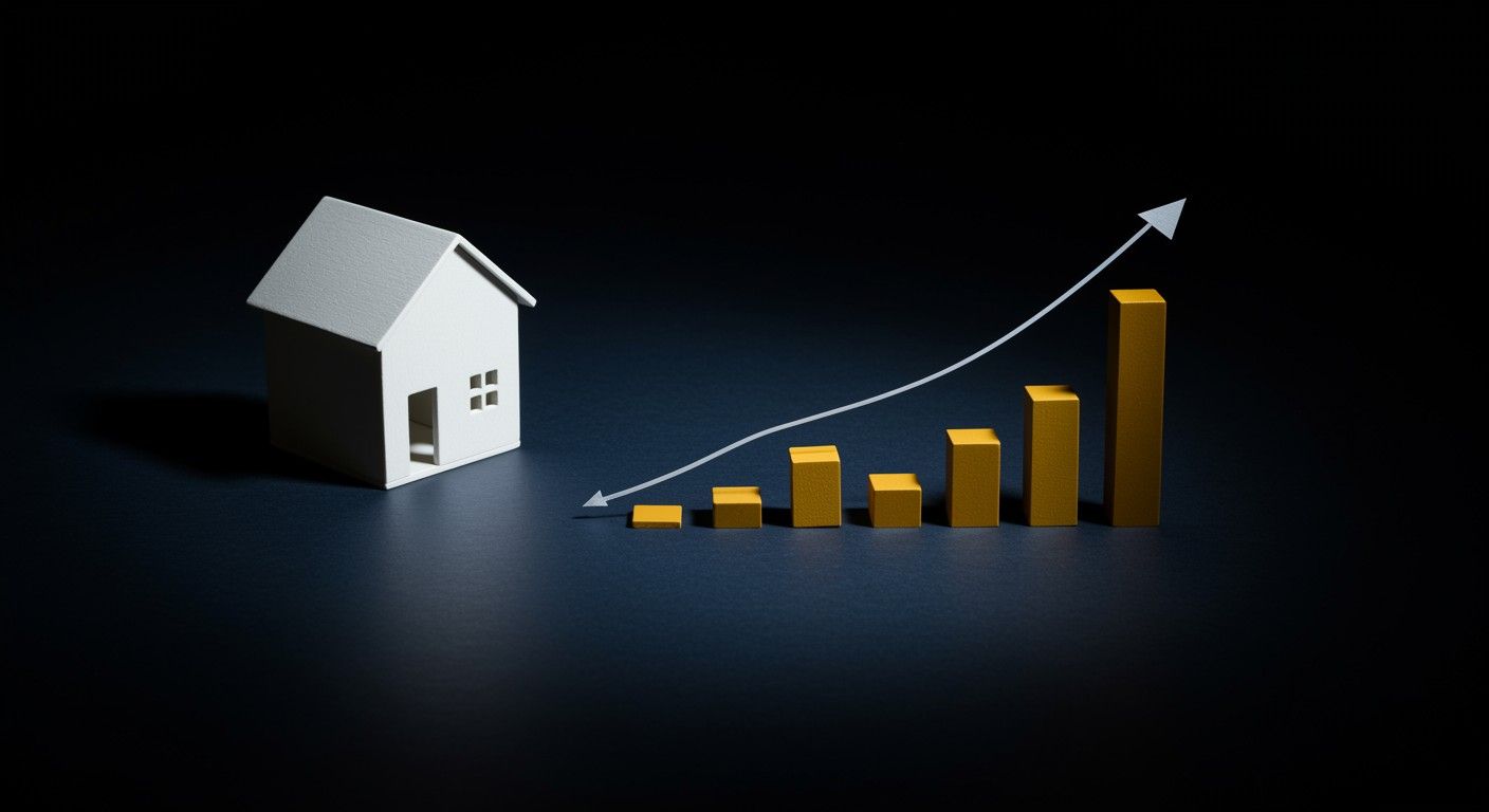 Housing market growth and property investment trend with rising property values.