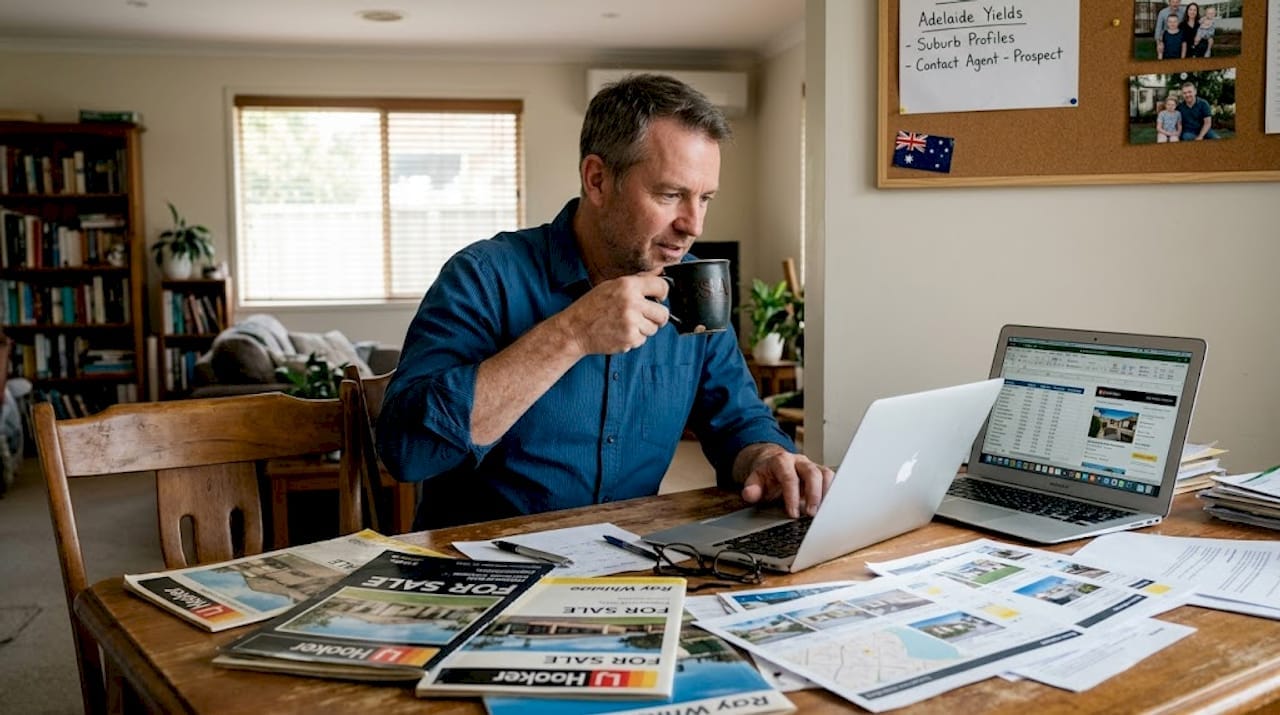 Investor researching buy-to-let property tips at home.