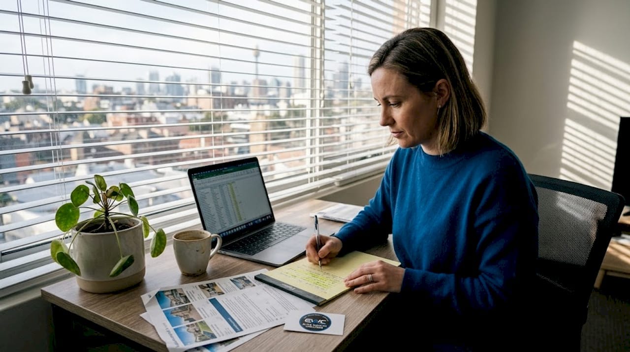 Investor reviewing property data by window for maximum rental income.