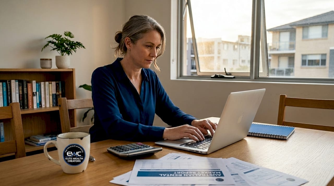 Property investor reviewing rental vacancy rate data at home.
