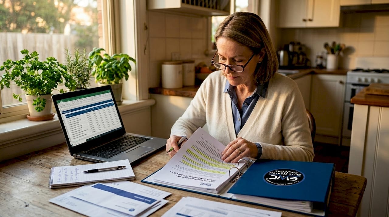 Investor at home reviewing risk documents