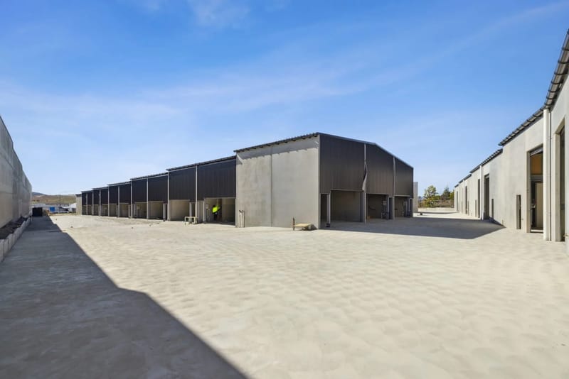 Wide view of the completed industrial estate at Hume ACT